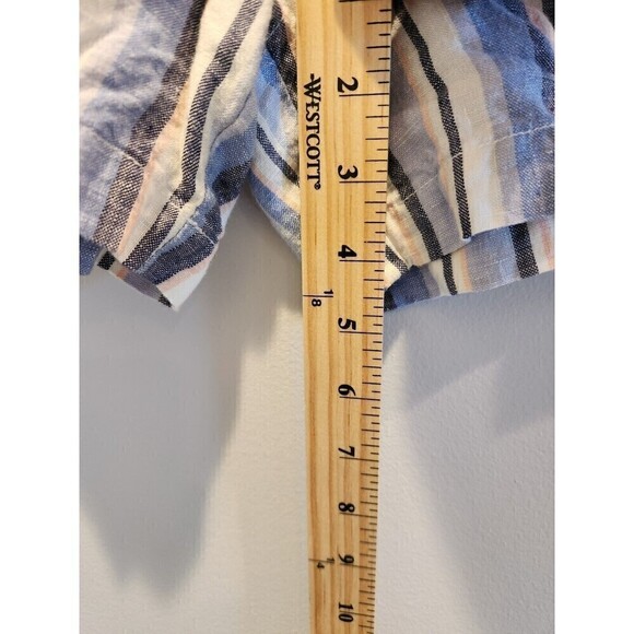 Artisan NY 100% Linen Shorts Drawstring Button/ Zip Striped Pockets Size 10 - Picture 6 of 6